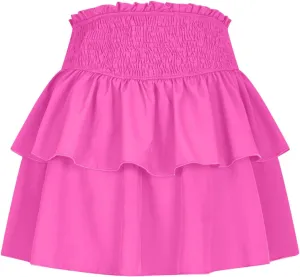 2025 New Skirts for Women Classic Layered Short Skirt Solid Color High Waisted Casual Skirt Pleated Beach Boho Skirt