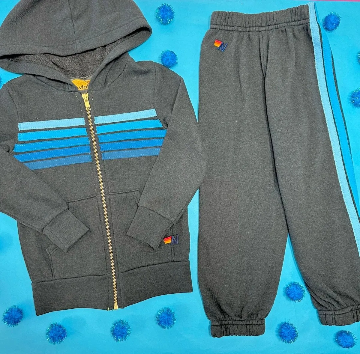 5 STRIPE ZIP UP HOODIE