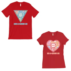 A-Mazes Me Red Matching Couples T-Shirts Funny Valentine's Day Gift