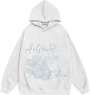 Aelfric Eden Blurring Flower Print Hoodie Womens Oversized Graphic Hoodies Y2K Floarl Solid Pullover Hooded Sweatshirt Unisex