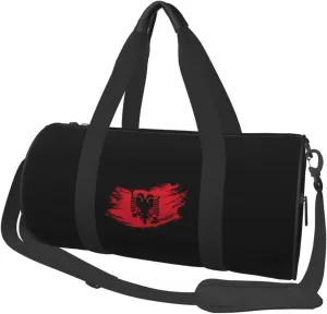 Albanian Flag Convertible Garment Bag with Shoulder Strap, Carry on Garment Duffel Bag for Men Women - Rolling Foldable for Travel Luggage Bags (Black)