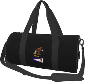 American Samoa Flag Emblem Convertible Garment Bag with Shoulder Strap, Carry on Garment Duffel Bag for Men Women - Rolling Foldable for Travel Luggage Bags (Black)
