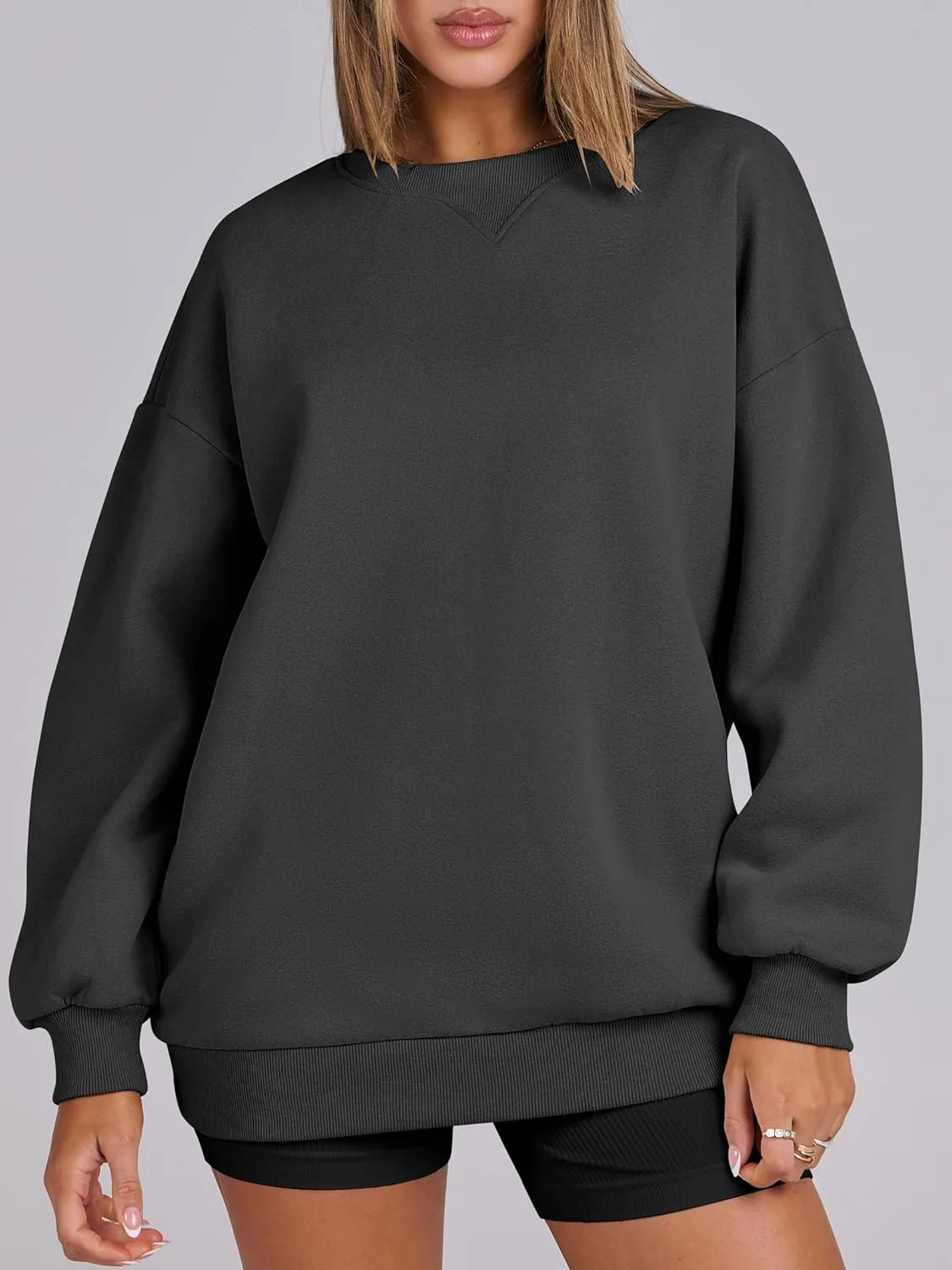 ANRABESS Womens Sweatshirts Oversized Fleece Crew Neck Pullover Hoodies Casual Comfy 2025 Fall Fashion Basic Sweatshirt
