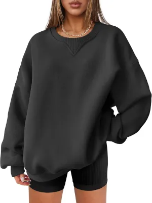 ANRABESS Womens Sweatshirts Oversized Fleece Crew Neck Pullover Hoodies Casual Comfy 2025 Fall Fashion Basic Sweatshirt