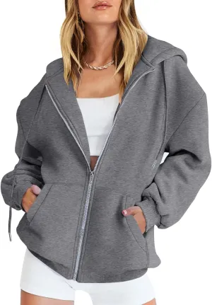 ANRABESS Womens Zip Up Hoodies Long Sleeve Oversized Sweatshirts Fleece Y2K Jacket Pockets 2025 Fall Outfits Fashion Clothes