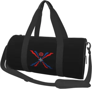 Assyrian Flag Convertible Garment Bag with Shoulder Strap, Carry on Garment Duffel Bag for Men Women - Rolling Foldable for Travel Luggage Bags (Black)