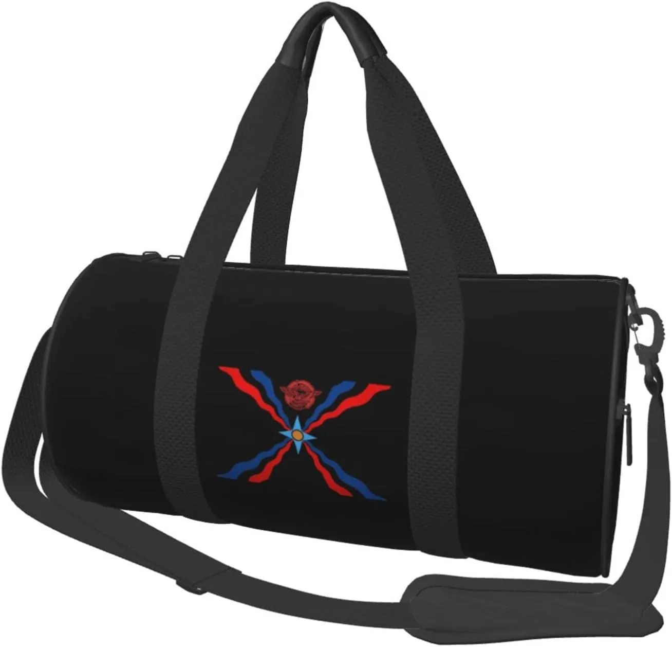 Assyrian Flag Convertible Garment Bag with Shoulder Strap, Carry on Garment Duffel Bag for Men Women - Rolling Foldable for Travel Luggage Bags (Black)