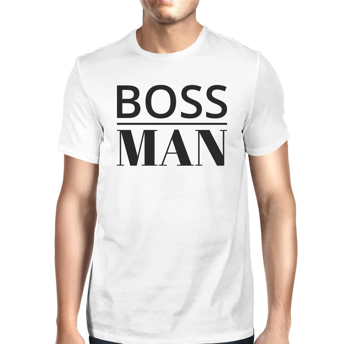 Boss Man Mens White Graphic T-Shirt Matching Outfits For Family