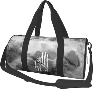 Bull Riding American Flag Convertible Garment Bag with Shoulder Strap, Carry on Garment Duffel Bag for Men Women - Rolling Foldable for Travel Luggage Bags (Black)