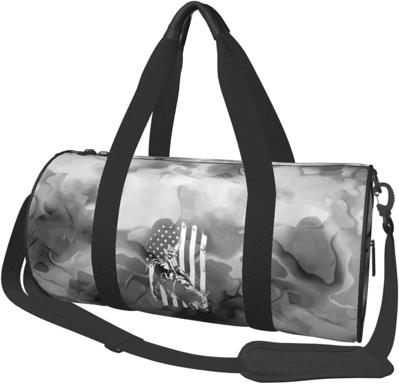 Bull Riding American Flag Convertible Garment Bag with Shoulder Strap, Carry on Garment Duffel Bag for Men Women - Rolling Foldable for Travel Luggage Bags (Black)