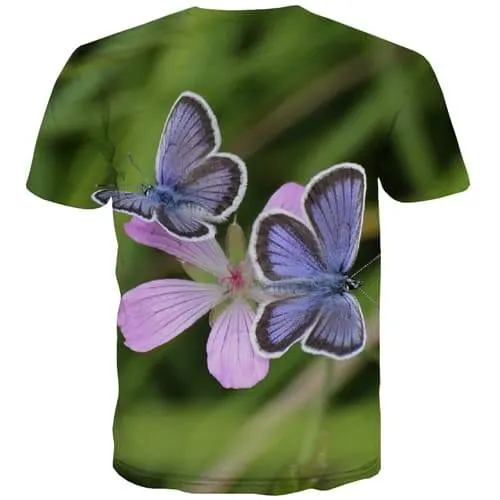 Butterfly T-shirt Men Flower Shirt Print Colorful T shirts Funny Hilarious Tshirts Cool Harajuku Tshirts Casual Short Sleeve
