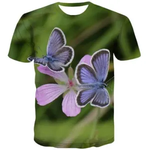 Butterfly T-shirt Men Flower Shirt Print Colorful T shirts Funny Hilarious Tshirts Cool Harajuku Tshirts Casual Short Sleeve