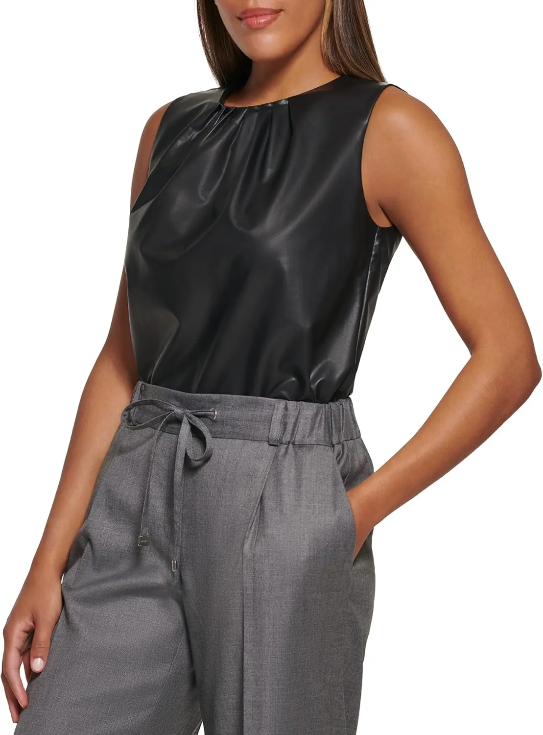 Calvin Klein Women's Pleat Neck Sleeveless Cami