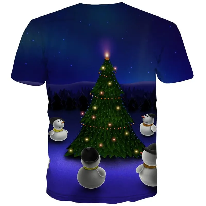Christmas T-shirt Men Snowman T-shirts 3d Christmas Tree Tshirts Novelty Party T shirts Funny