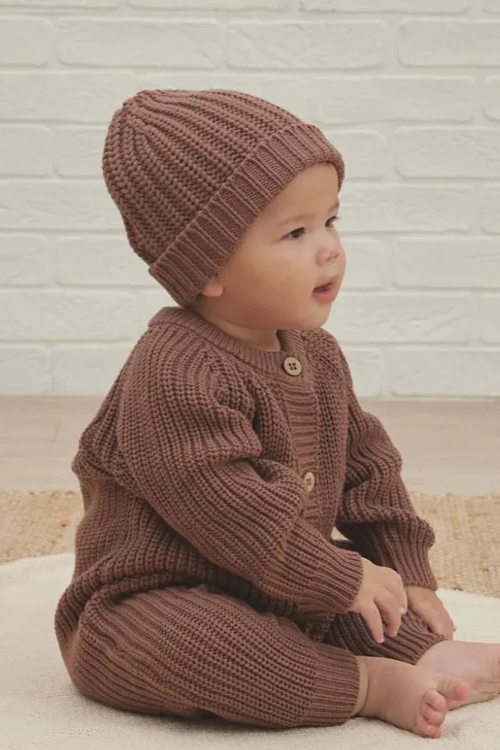 CHUNKY KNIT JUMPSUIT || CRANBERRY
