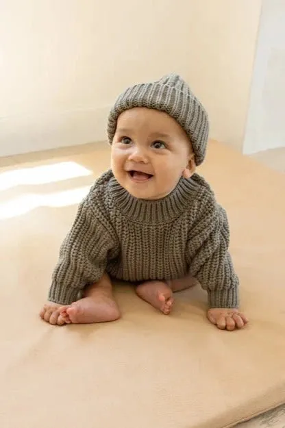 CHUNKY KNIT SWEATER || OLIVE