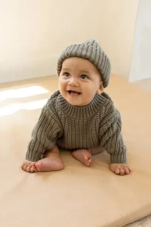 CHUNKY KNIT SWEATER || OLIVE
