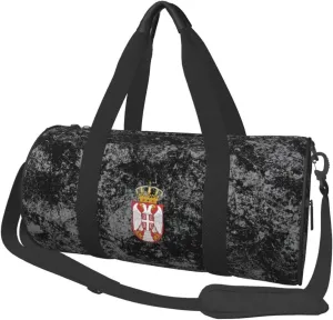 Coat of Arms Serbian Convertible Garment Bag with Shoulder Strap, Carry on Garment Duffel Bag for Men Women - Rolling Foldable for Travel Luggage Bags (Black)