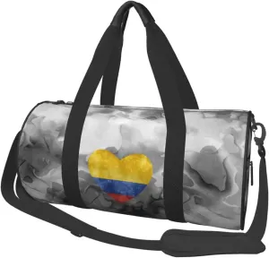Colombian Heart Flag Convertible Garment Bag with Shoulder Strap, Carry on Garment Duffel Bag for Men Women - Rolling Foldable for Travel Luggage Bags (Black)