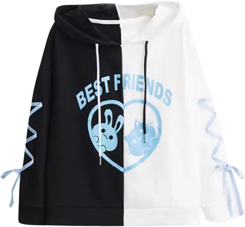 CRB Fashion Womens Kawaii Teens For Teenagers Cartoon Cotton Fleece Hoodie Top Shirt Sweatshirt