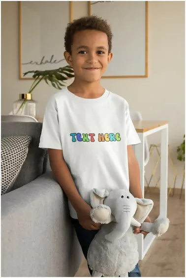 Customised Round Neck T-Shirt for Kids with Customised Print (Colours available)