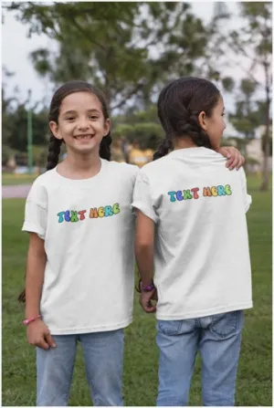 Customised Round Neck T-Shirt for Kids with Customised Print (Colours available)