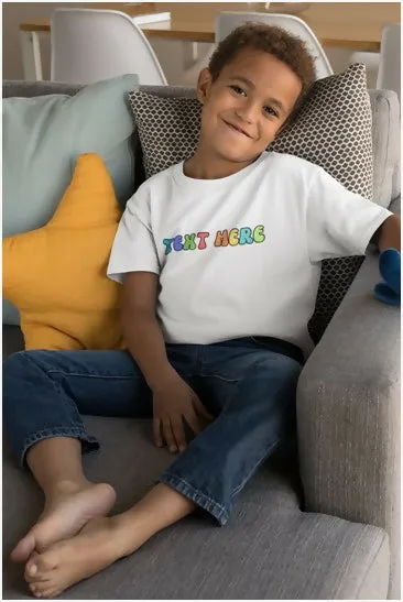 Customised Round Neck T-Shirt for Kids with Customised Print (Colours available)