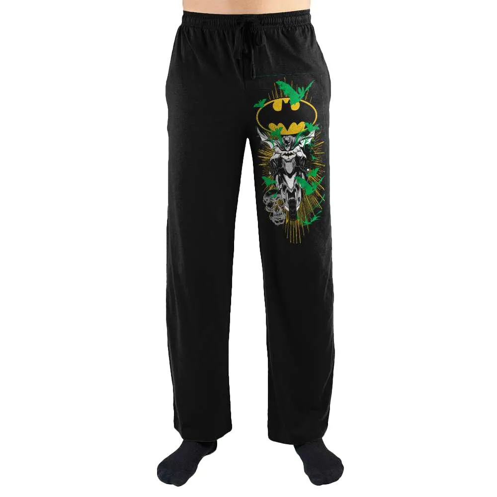 DC Comics Batman Batcycle Bike Leg Print Mens Nightwear Lounge Sleep Pants
