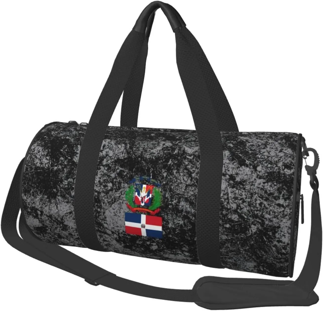 Dominican Republic Flag Emblem Convertible Garment Bag with Shoulder Strap, Carry on Garment Duffel Bag for Men Women - Rolling Foldable for Travel Luggage Bags (Black)