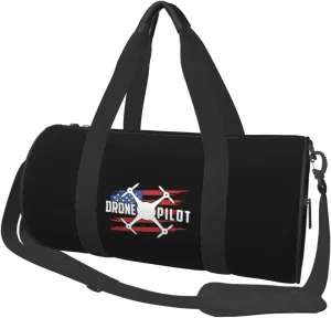 Drone Pilot USA Flag Convertible Garment Bag with Shoulder Strap, Carry on Garment Duffel Bag for Men Women - Rolling Foldable for Travel Luggage Bags (Black)