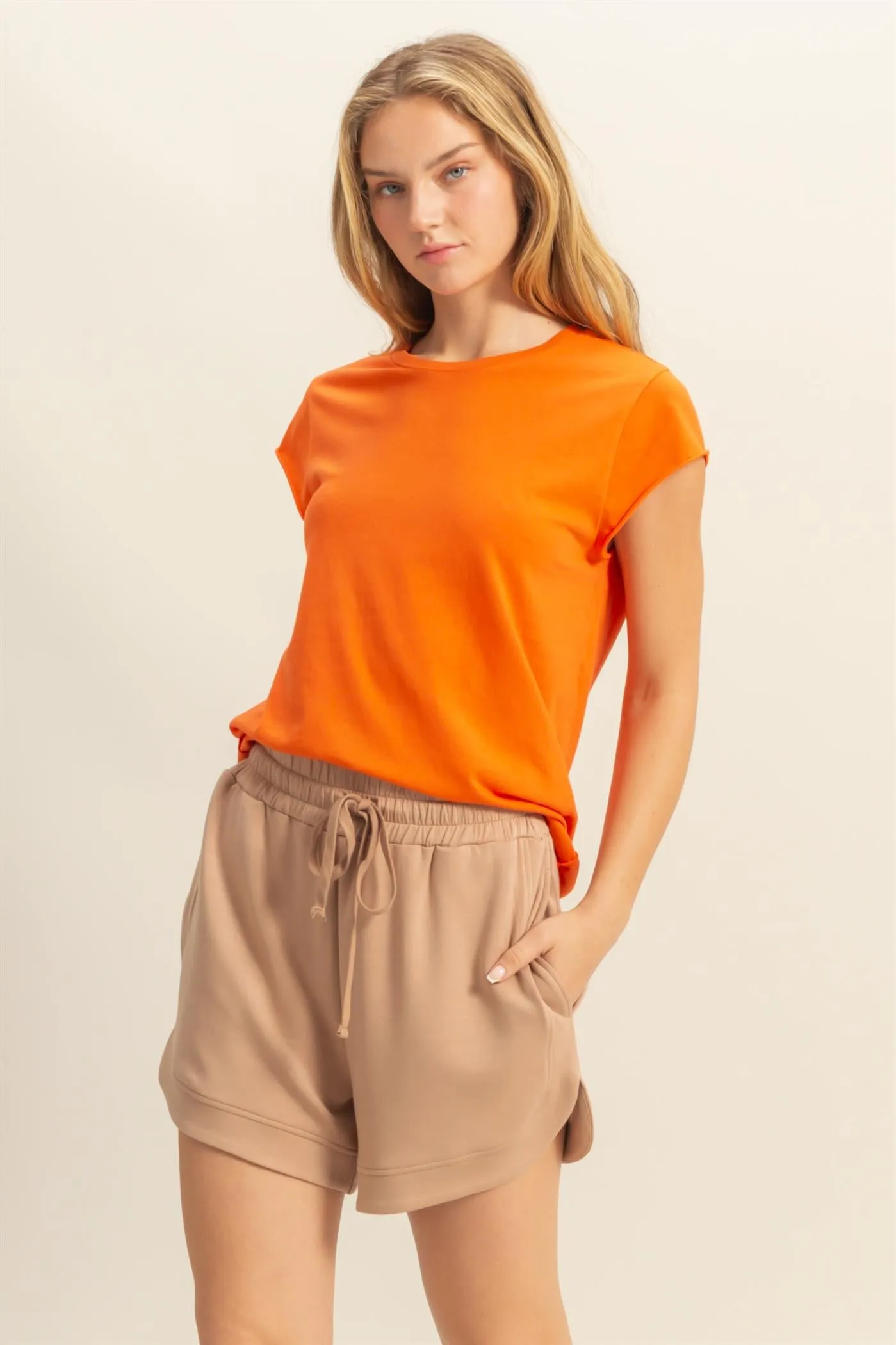 DZ25A924-Soft Cap Sleeve T Shirt
