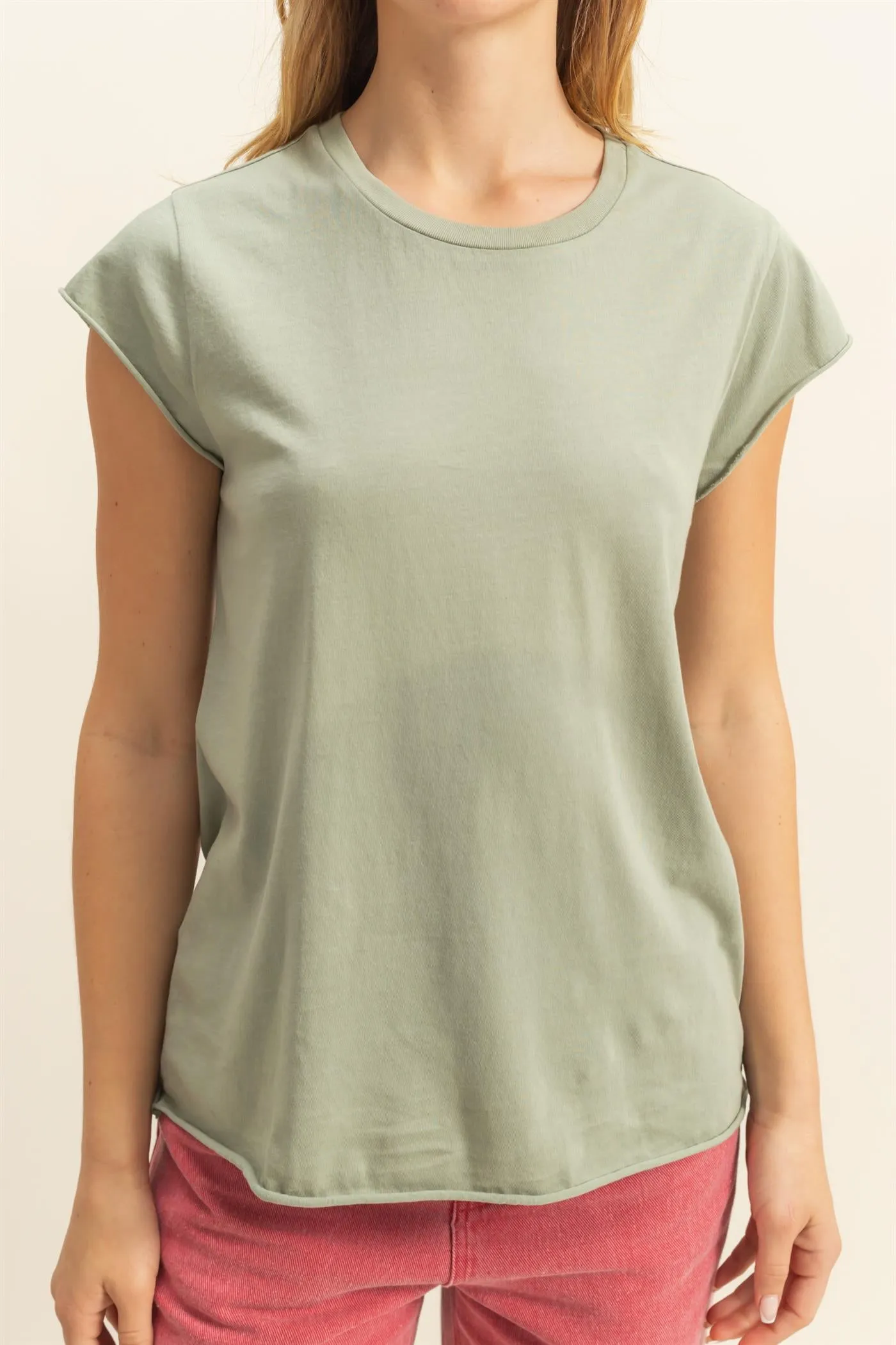 DZ25A924-Soft Cap Sleeve T Shirt