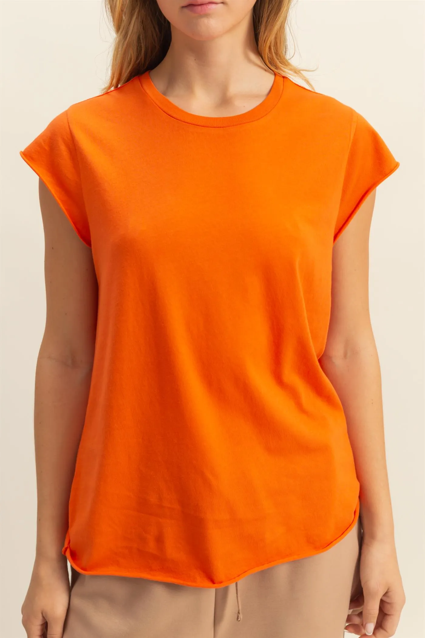 DZ25A924-Soft Cap Sleeve T Shirt