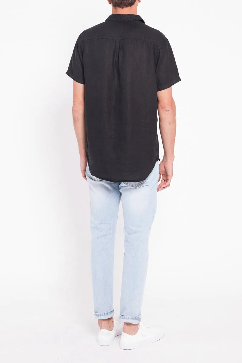 Estate Linen Short Sleeve Shirt - Black