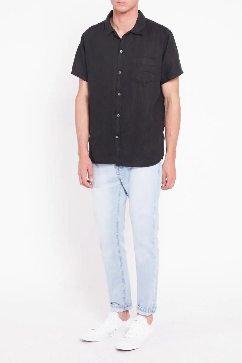 Estate Linen Short Sleeve Shirt - Black