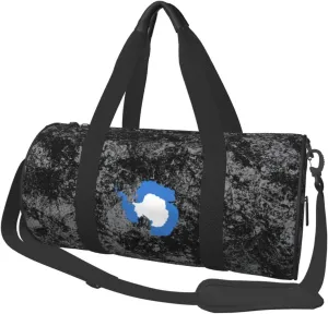 Flag Map of Antarctica Convertible Garment Bag with Shoulder Strap, Carry on Garment Duffel Bag for Men Women - Rolling Foldable for Travel Luggage Bags (Black)