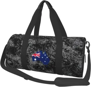Flag Map of Australia Convertible Garment Bag with Shoulder Strap, Carry on Garment Duffel Bag for Men Women - Rolling Foldable for Travel Luggage Bags (Black)