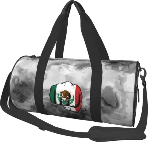 Flag of Mexico Fist Power Convertible Garment Bag with Shoulder Strap, Carry on Garment Duffel Bag for Men Women - Rolling Foldable for Travel Luggage Bags (Black)