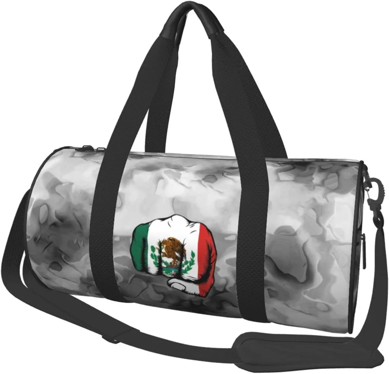 Flag of Mexico Fist Power Convertible Garment Bag with Shoulder Strap, Carry on Garment Duffel Bag for Men Women - Rolling Foldable for Travel Luggage Bags (Black)
