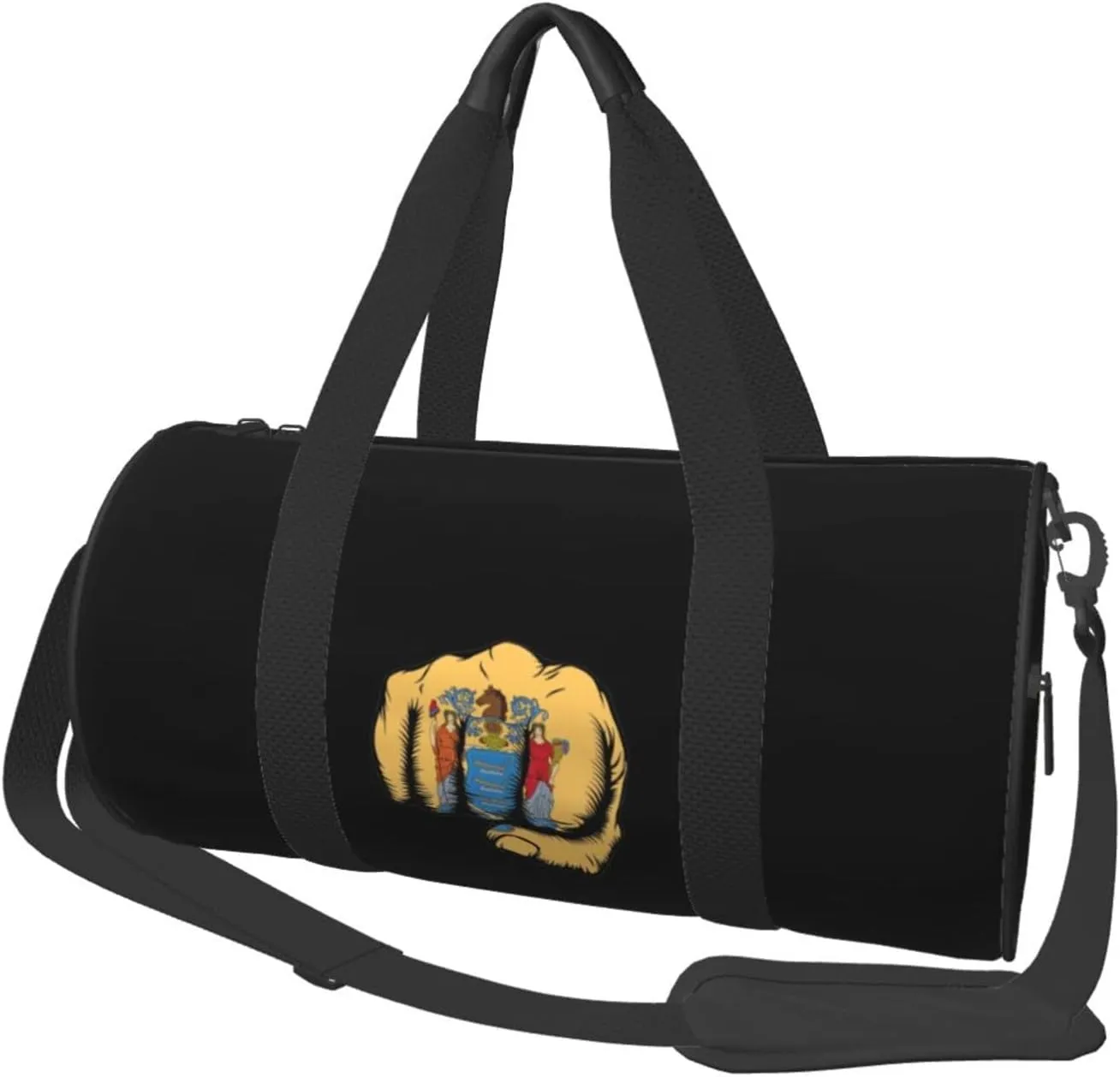 Flag of New Jersey Fist Power Convertible Garment Bag with Shoulder Strap, Carry on Garment Duffel Bag for Men Women - Rolling Foldable for Travel Luggage Bags (Black)