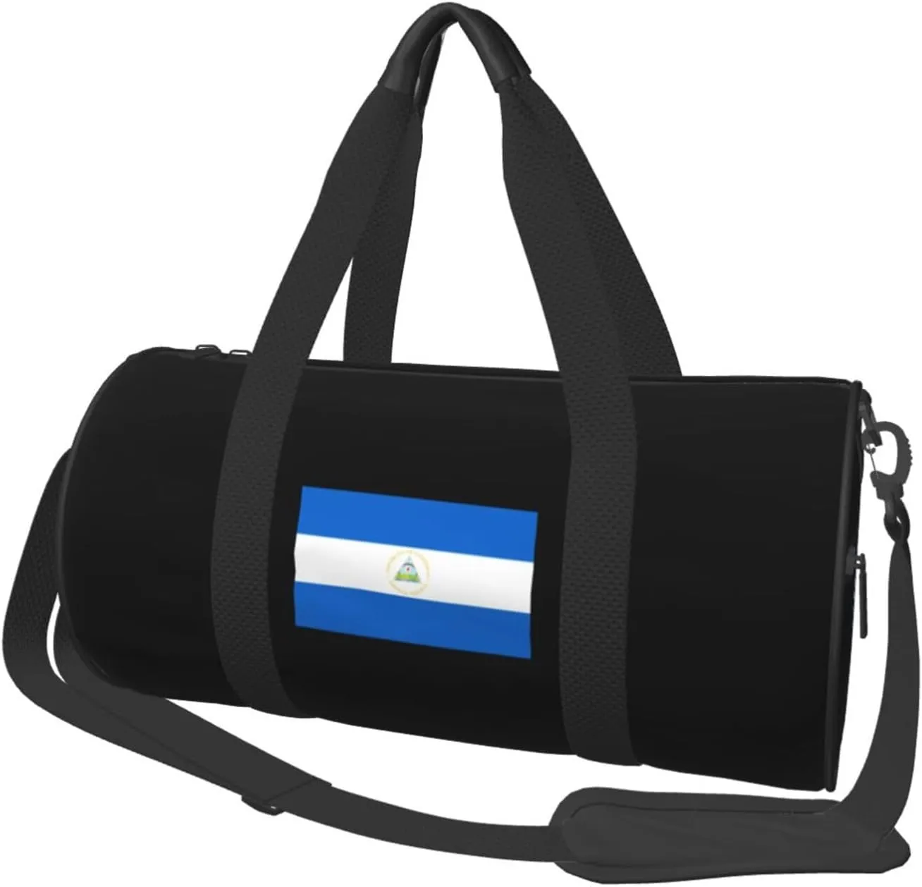 Flag of Nicaragua Convertible Garment Bag with Shoulder Strap, Carry on Garment Duffel Bag for Men Women - Rolling Foldable for Travel Luggage Bags (Black)