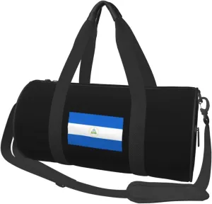 Flag of Nicaragua Convertible Garment Bag with Shoulder Strap, Carry on Garment Duffel Bag for Men Women - Rolling Foldable for Travel Luggage Bags (Black)