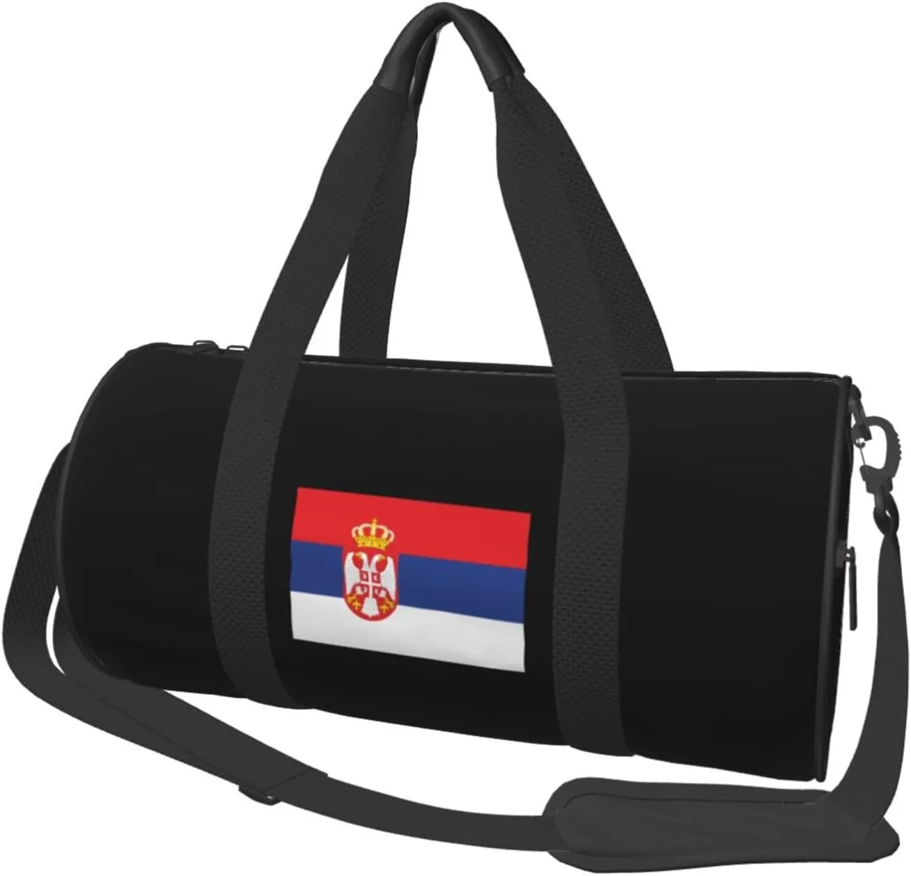 Flag of Serbia Convertible Garment Bag with Shoulder Strap, Carry on Garment Duffel Bag for Men Women - Rolling Foldable for Travel Luggage Bags (Black)