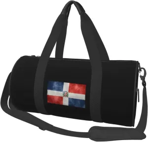 Flag of the Dominican Republic Convertible Garment Bag with Shoulder Strap, Carry on Garment Duffel Bag for Men Women - Rolling Foldable for Travel Luggage Bags (Black)