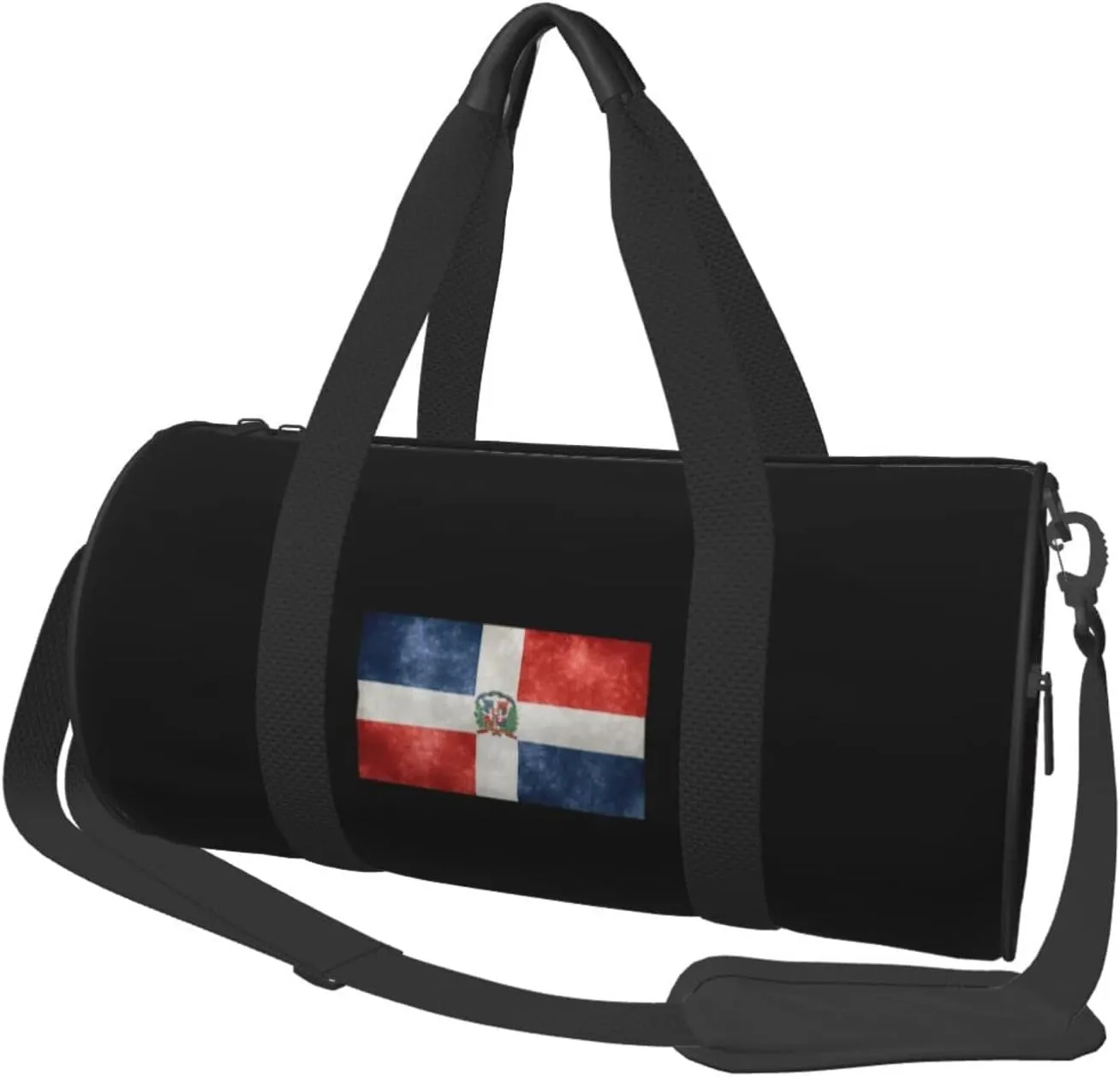 Flag of the Dominican Republic Convertible Garment Bag with Shoulder Strap, Carry on Garment Duffel Bag for Men Women - Rolling Foldable for Travel Luggage Bags (Black)
