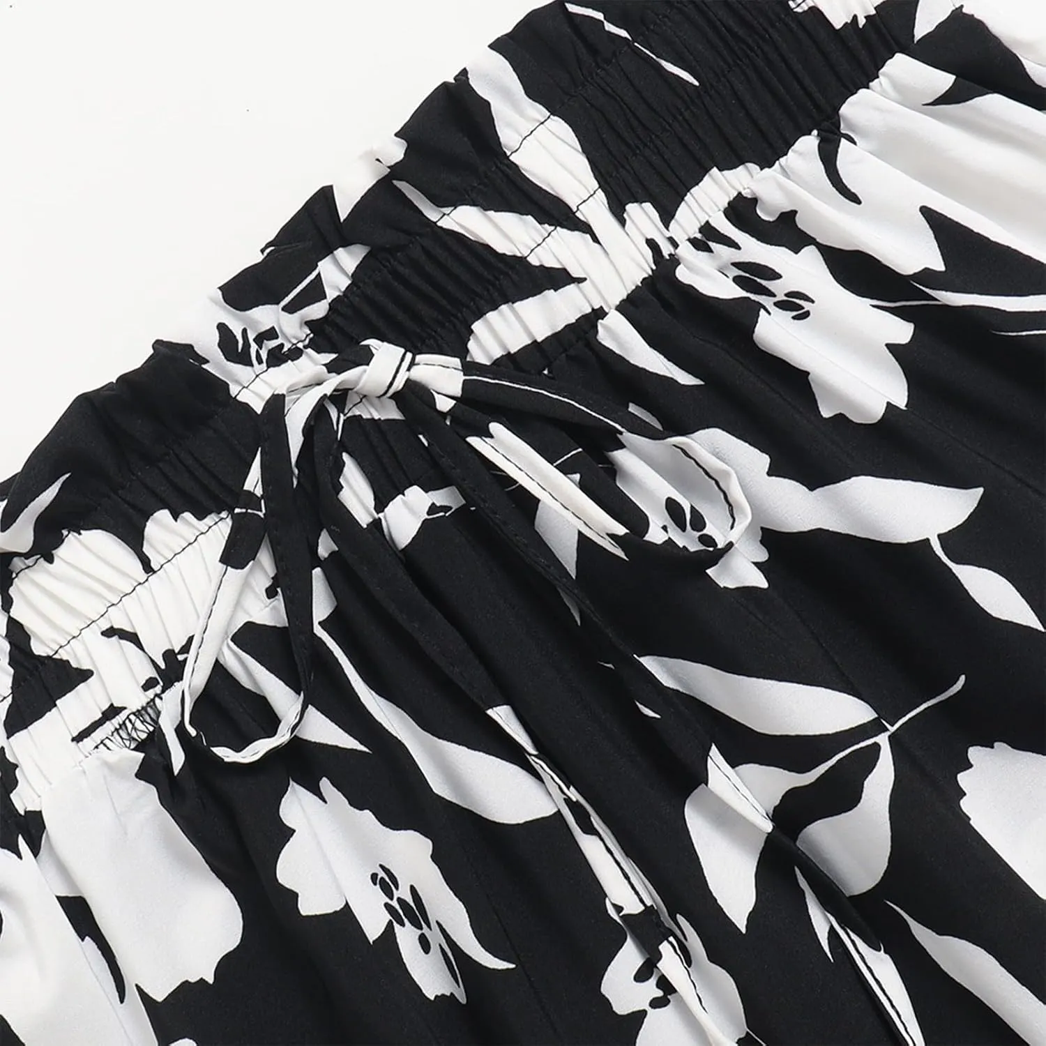 Floral Maxi Skirt for Women Summer Comfy Pleated Elastic High Waisted Skirts Vacation A-Line Flowy Swing Long Skirts