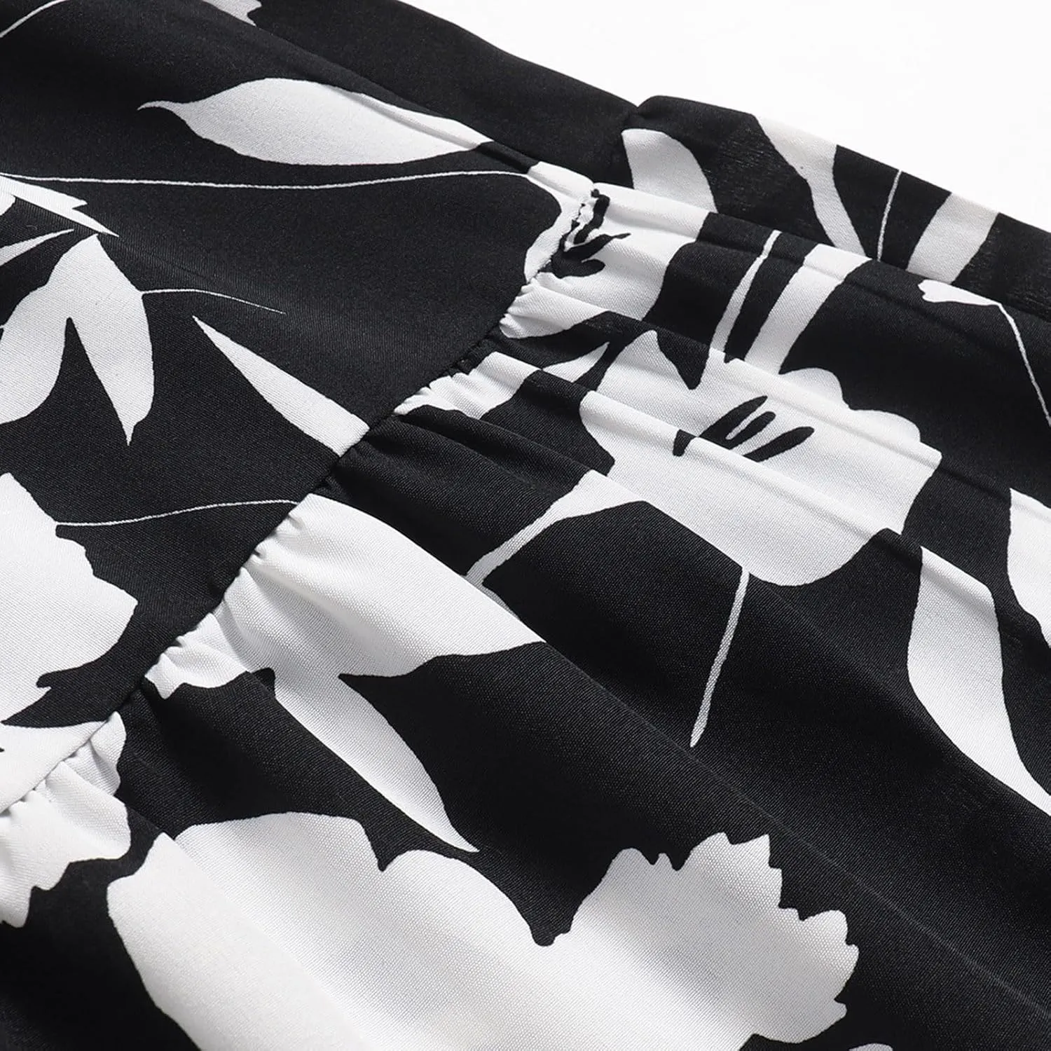 Floral Maxi Skirt for Women Summer Comfy Pleated Elastic High Waisted Skirts Vacation A-Line Flowy Swing Long Skirts