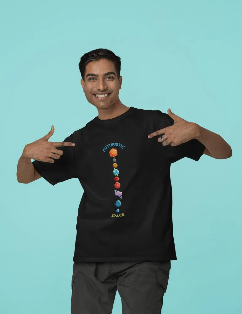 Futuristic Space - Unisex Oversized Cotton Graphic Printed T-Shirt
