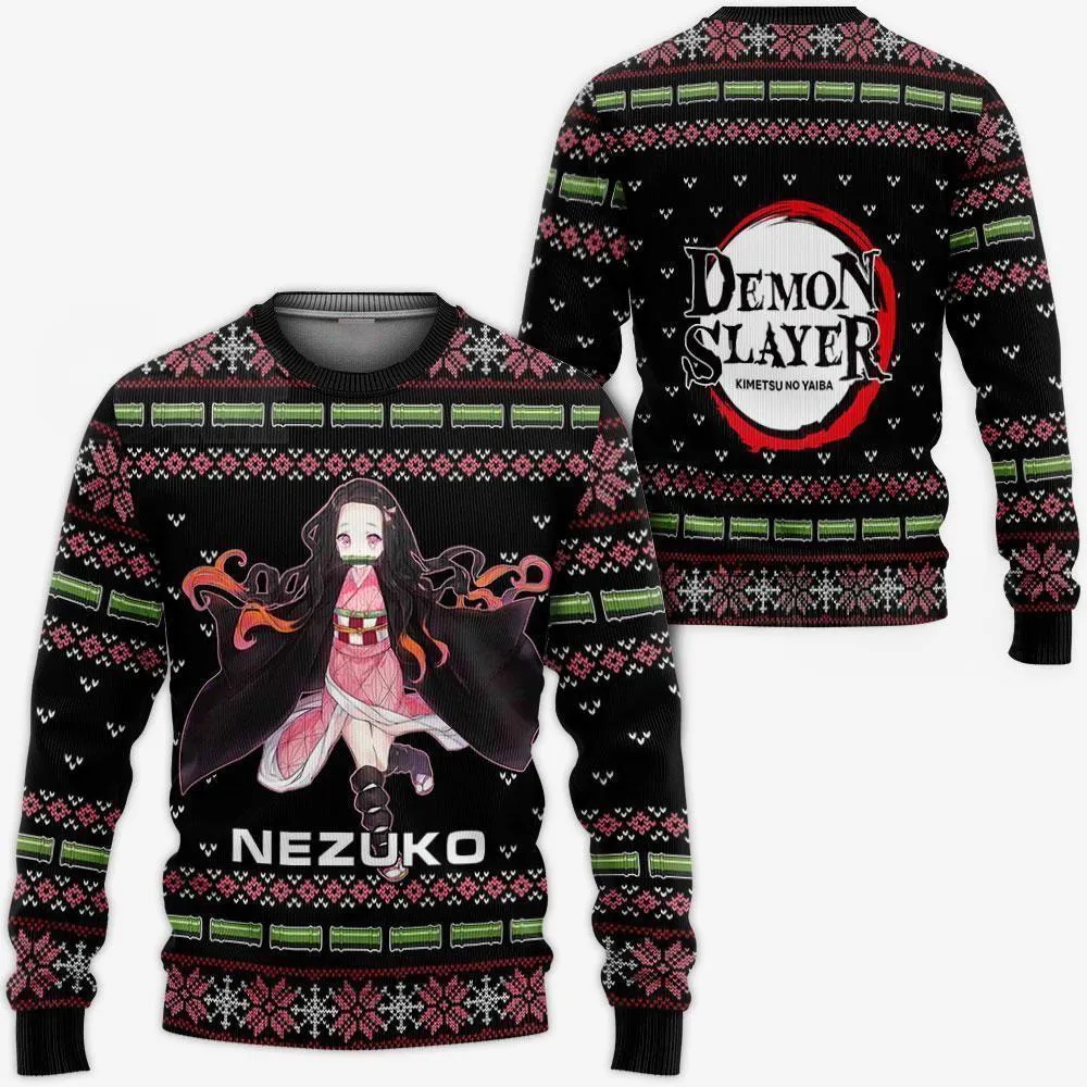 Giftngon - Nezuko Kamado Ugly Sweater Christmas Demon Slayer Anime Gift For Kids