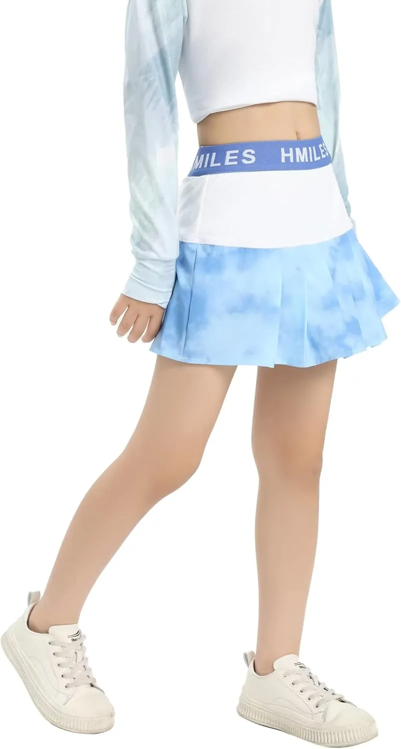 Girl Pleat Tennis Skirt with Shorts Athletic Skort for Golf Running Age 6-16